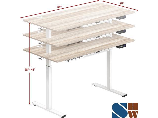 SHW 55-Inch Large Electric Height Adjustable Standing Desk, 55 x 28 Inches, Maple