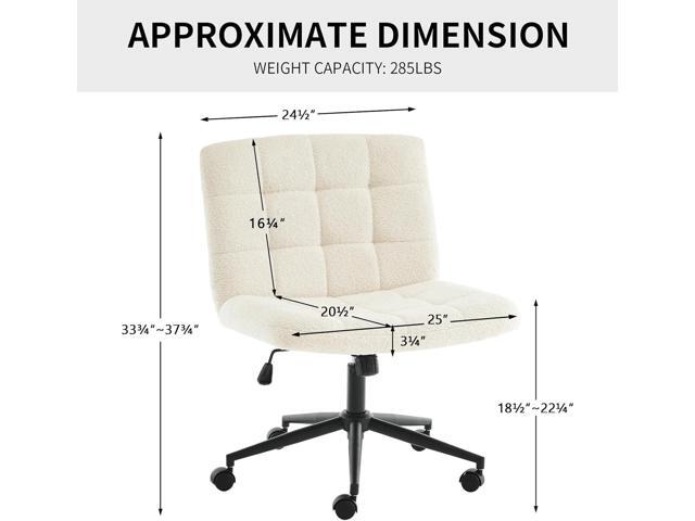 Furnimart Swivel Criss Cross Legged Chair with Wheels for Home Office, Wide Armless Desk Chair Height Adjustable Comfy Seat for Desk,Vanity,...
