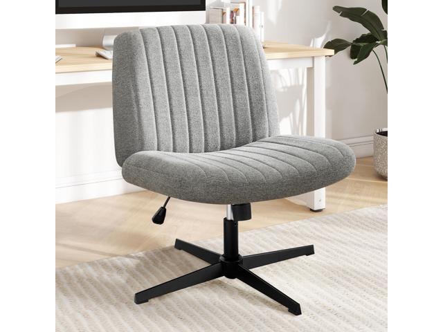 DUMOS Criss Cross Chair Legged Office Wide Comfy Desk Seat, No Wheels Armless Computer Task Seating, Swivel Vanity Home Height Adjustable