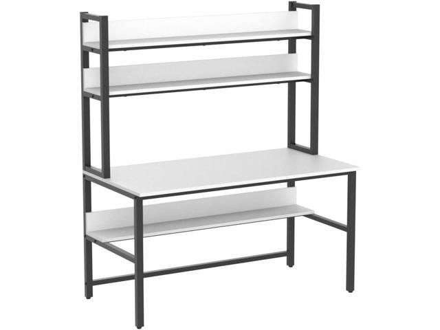 Aquzee Desk with Hutch, 55inch Computer Desks with Shelves, 4 Tiers Gaming Desk with Large Wood Desktop, Metal Legs, Ideal for Storage Study Work...