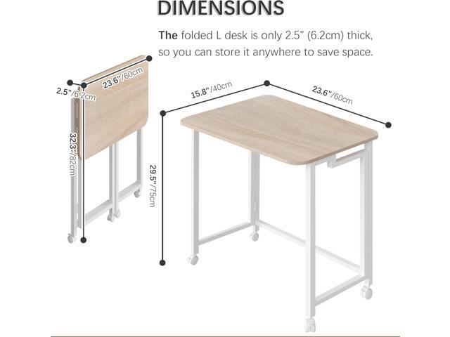 4NM 23.6' Mobile Small Folding Desk, Adjustable Rolling Compact Laptop Cart Desk, Couch Desk, Bed Desk for Laptop for Small Space Offices - Natural...