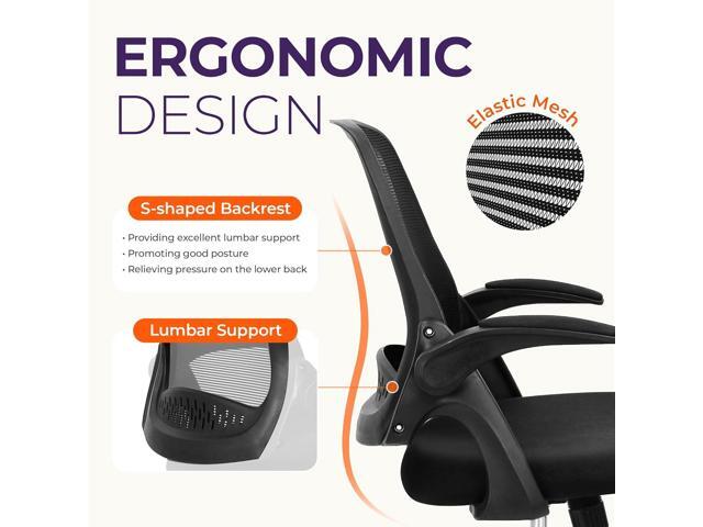 NEO CHAIR Office Desk Computer Gaming Ergonomic Chair with Lumbar Back Support Adjustable Height Swivel Wheels Flip-up Arms Mesh Chair for Home or...