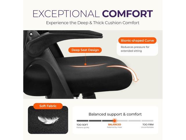 NEO CHAIR Office Desk Computer Gaming Ergonomic Chair with Lumbar Back Support Adjustable Height Swivel Wheels Flip-up Arms Mesh Chair for Home or...