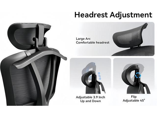 Ergonomic Office Chair, High Back Home Desk Chair, Adjustable Headrest, Waist, Armrest, Tilt Function,Rotating Computer Office Chair with Nylon...