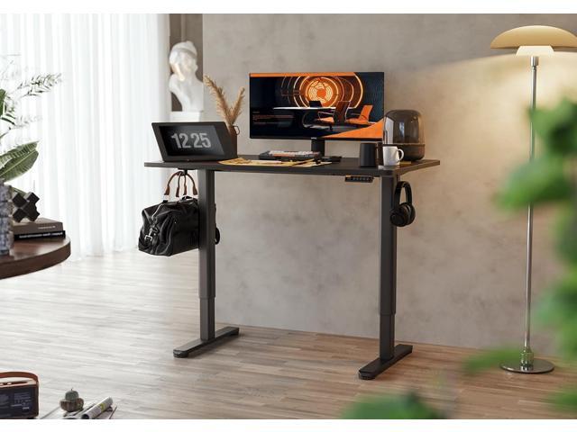 Claiks Electric Standing Desk, Adjustable Height Stand up Desk, 40x24 Inches Sit Stand Home Office Desk with Splice Board, Black Frame/Black Top