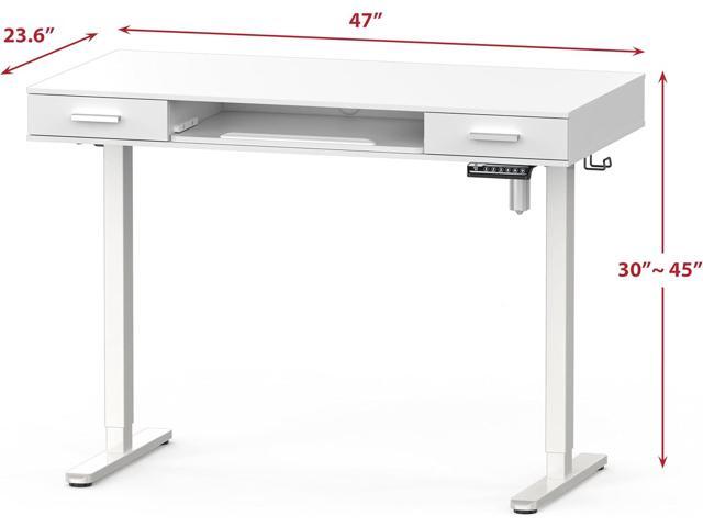SHW 48-Inch Electric Height Adjustable Desk with Keyboard Tray and Two Drawers