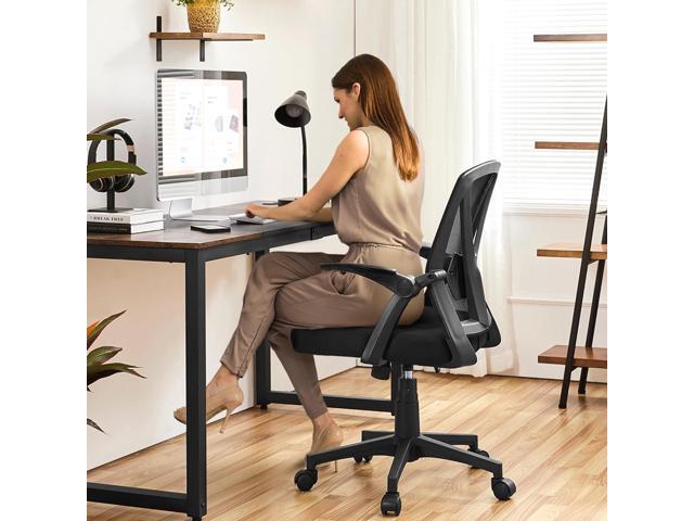 Yaheetech Home Office Chair Work Desk Chair Swivel Computer Mesh Chair with Flip-up Arms Adjustable Height Lumbar Support Executive Office Task...