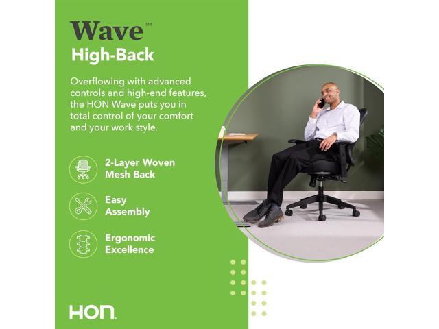 HON Wave High Back Ergonomic Office Chair with Adjustable Arms, Breathable Mesh Ergonomic Desk Chair for Computers, Office, Work, 360° Swivel,...