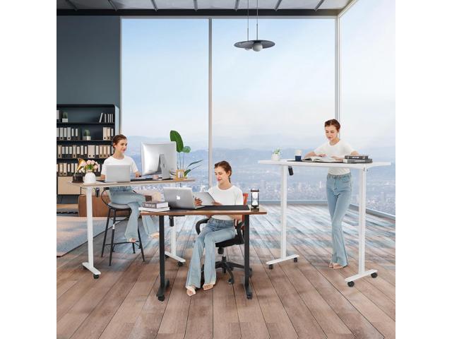 Electric Standing Desk, 55x24in Adjustable Height Computer Desk with Wheels, Sit-Stand Desk with Charging Station, 2 USB Ports, 3 Power Outlets,...