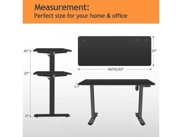 Electric Standing Desk, 55x24in Adjustable Height Computer Desk with Wheels, Sit-Stand Desk with Charging Station, 2 USB Ports, 3 Power Outlets,...