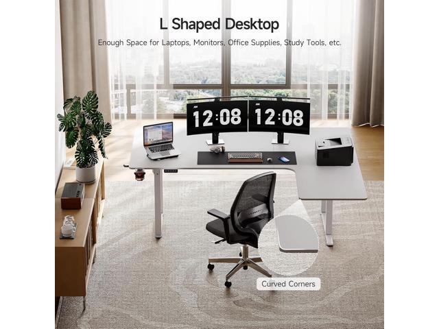 Standing Desk, 71x43 Inches L Shaped Desk with 4 Legs, Dual Motor and Memory Controller, Electric Stand Up Desk Adjustable Height from 28-46 Inches...