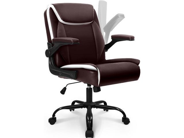 NEO CHAIR Office Chair Adjustable Desk Chair Mid Back Executive Comfortable PU Leather Ergonomic Gaming Back Support Home Computer with Flip-up.