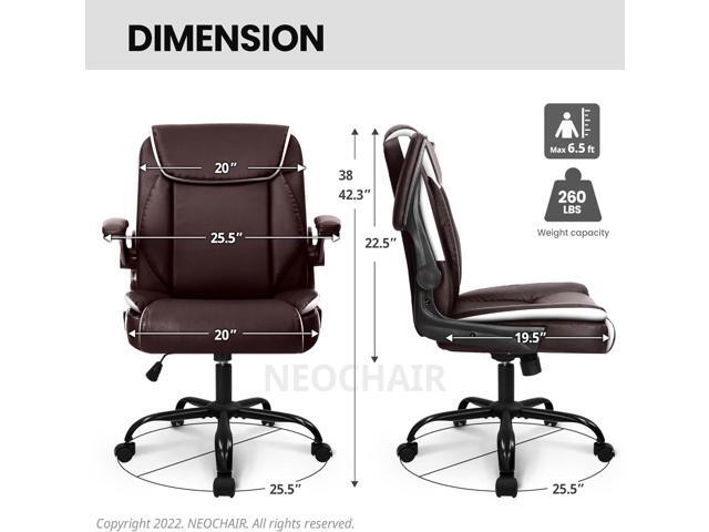 NEO CHAIR Office Chair Adjustable Desk Chair Mid Back Executive Comfortable PU Leather Ergonomic Gaming Back Support Home Computer with Flip-up...