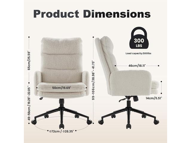 IWMH High-Back Home Office Chair,Upholstered Desk Chair with Armrests,Height Adjustable Armchair with Wheels, Swivel Office Desk Chair, Ergonomic...