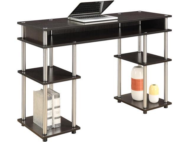 Convenience Concepts Designs2Go No Tools Desk Home Office Desk with Shelves, Corner Shelf Vanity Desk Computer Desk Nail Table for Nail Tech -...