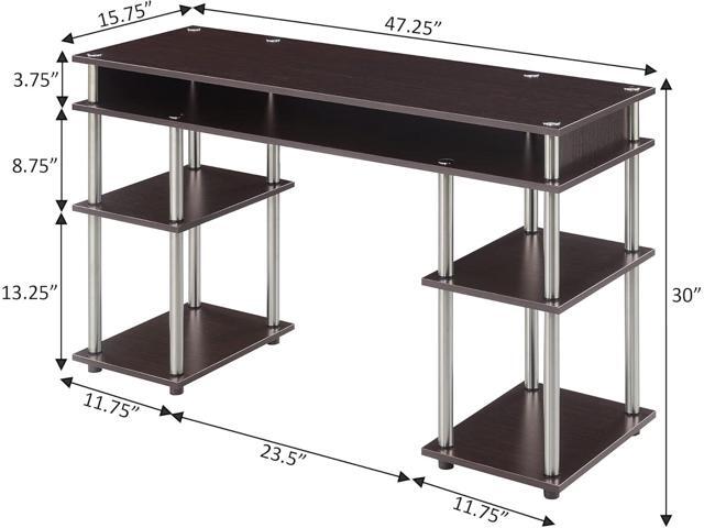 Convenience Concepts Designs2Go No Tools Desk Home Office Desk with Shelves, Corner Shelf Vanity Desk Computer Desk Nail Table for Nail Tech -...