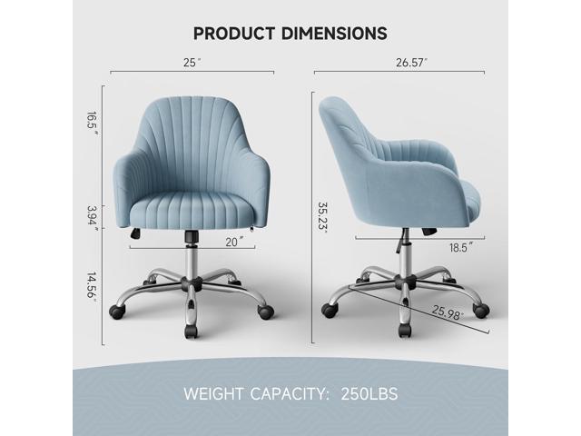 Warmiehomy Velvet Desk Chair for Home Office, Adjustable Swivel Task Chair Modern Computer Vanity Chairs with Arm Rest for Bedroom Living Room...