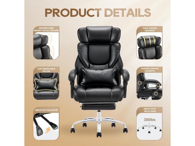 COLAMY Office Chair with Retractable Footrest, Ergonomic High Back Design Executive Computer Desk Chair with Removable Lumbar Pillow,...