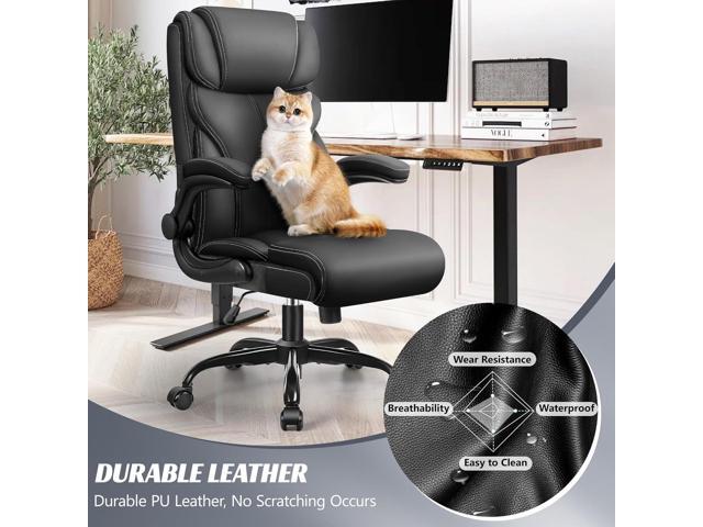 Office Chair, Ergonomic Big and Tall Computer Desk Chairs, Executive Breathable Leather Chair with Adjustable Flip-up Armrests, Lumbar Support...