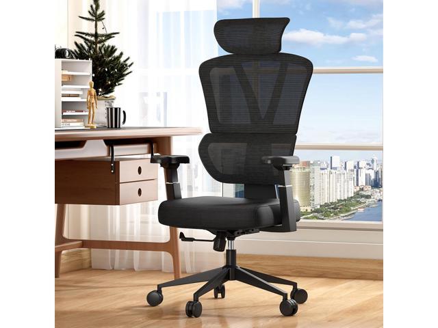 Ergonomic Office Chair, High Back Home Desk Chair, Adjustable Headrest, Waist, Armrest, Tilt Function,Rotating Computer Office Chair with Nylon...
