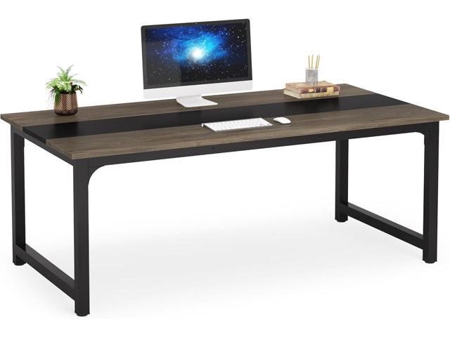 Tribesigns Modern Computer Desk, 70.8 x 31.5 inch Large Office Desk Computer Table Study Writing Desk Workstation for Home Office, Grey/Black
