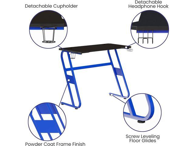 Flash Furniture Fisher Gaming Desk - Blue Ergonomic Computer Desk - 51.5' Gamers Table with Cup Holder and Headphone Hook