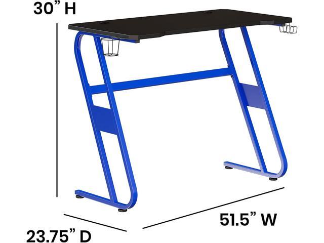 Flash Furniture Fisher Gaming Desk - Blue Ergonomic Computer Desk - 51.5' Gamers Table with Cup Holder and Headphone Hook