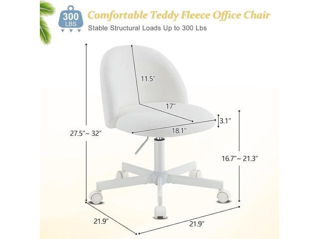 VINGLI Candy Chair Armless Cute Desk Chair,Comfy Small Office Chair with Wheels,Vanity Chair with Lumbar Support,Teddy Adjustable Rolling Swivel...