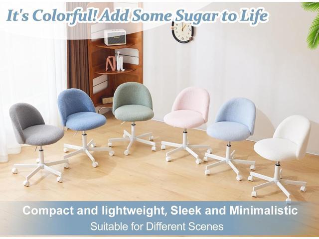 VINGLI Candy Chair Armless Cute Desk Chair,Comfy Small Office Chair with Wheels,Vanity Chair with Lumbar Support,Teddy Adjustable Rolling Swivel...