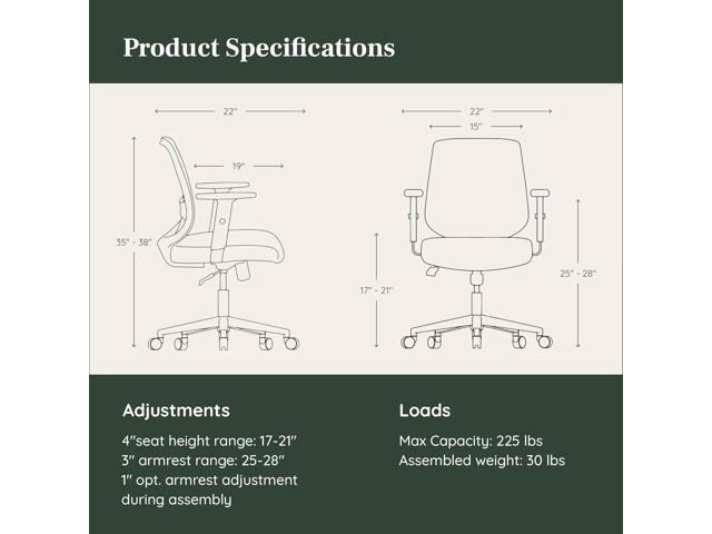 Branch Daily Chair - Vegan Leather Office Chair with Swivel, Lumbar Rest, and Adjustable Armrests - Comfortable Seating for Improved Posture and...