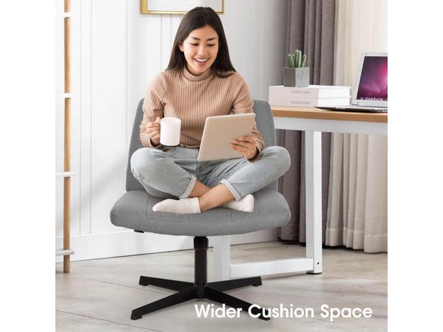 PayLessHere Criss Cross Chair Armless Office Chair No Wheels Modern Swivel Height Adjustable Ergonomic Desk Chair with Wide Seat Computer Task...