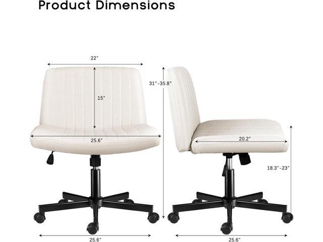 PUKAMI Criss Cross Chair with Wheels,Fabric Padded Armless Cross Legged Office Desk Chair for Home Office,Modern Swivel Height Adjustable Wide Seat...