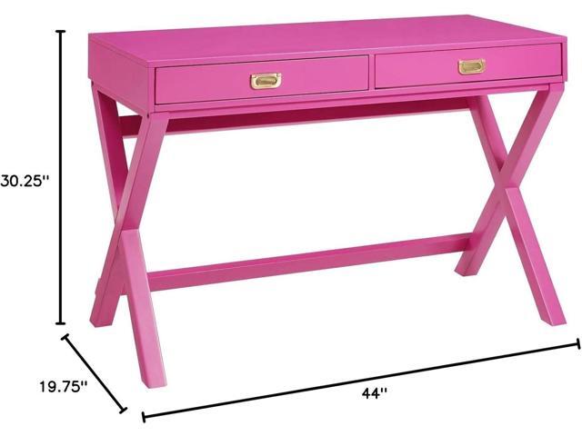 Linon PG138RSP01U Linon Home Decor Peggy Raspberry Pink Writing Desk Desk, Raspberry Pink, 44'W x 20'D x 30'H