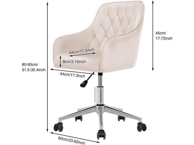 VANSPACE Velvet Office Chair Vanity Chair for Makeup with Wheels and Back Home Office Chair Adjustable Rolling Swivel Chair for Bedroom Vanity Room...