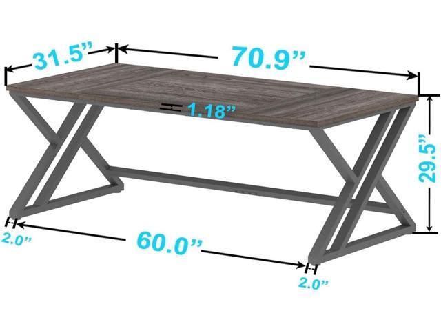 LVB Long Rustic Computer Desk, Industrial Large Wood Metal Office Desk, Modern Pc Study Gaming Writing Table for Two Person, Workstation Executive...