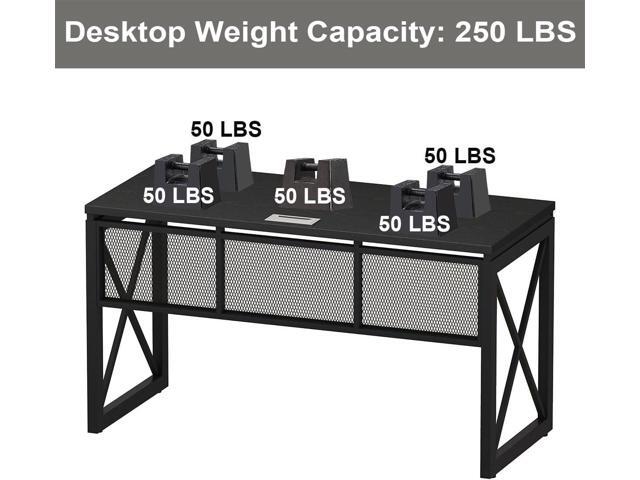 BON AUGURE Black Desk, Wood Computer Desk, Industrial Office Desks, Sturdy Writing Desks for Bedroom, Home Office, Living Room Study Workstation...