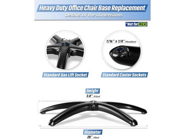 Sytopia 28' Heavy Duty Office Chair Base Replacement with Wheels (Set of 5), Metal Desk Chair Base