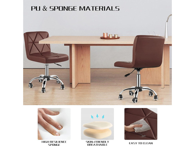 COSVALVE Armless Desk Chair, Low Back 360 Swivel Office Chair, Height Adjustable Executive Conference Task Chair with Rolling Wheels and Diamond...