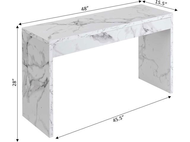 Convenience Concepts Northfield Console Table 48' - Contemporary Desk, Entryway, or Vanity Table for Hallway, Living Room, Office, White Faux Marble