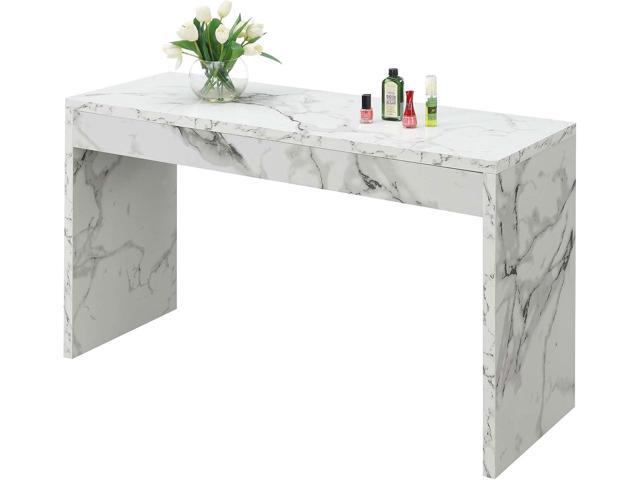 Convenience Concepts Northfield Console Table 48' - Contemporary Desk, Entryway, or Vanity Table for Hallway, Living Room, Office, White Faux Marble