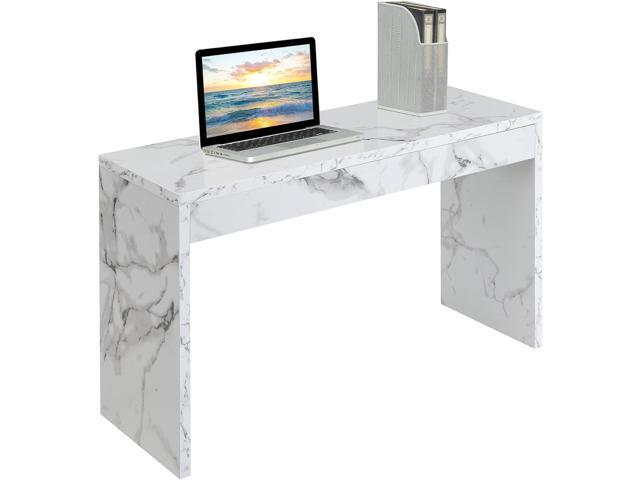 Convenience Concepts Northfield Console Table 48' - Contemporary Desk, Entryway, or Vanity Table for Hallway, Living Room, Office, White Faux Marble