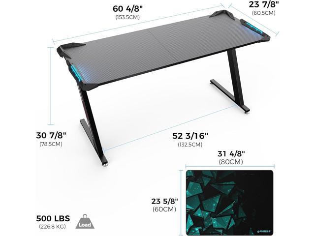 EUREKA ERGONOMIC Gaming Desk with LED Lights Home Office RGB Table, Small Gaming Desk, Computer Table, Black