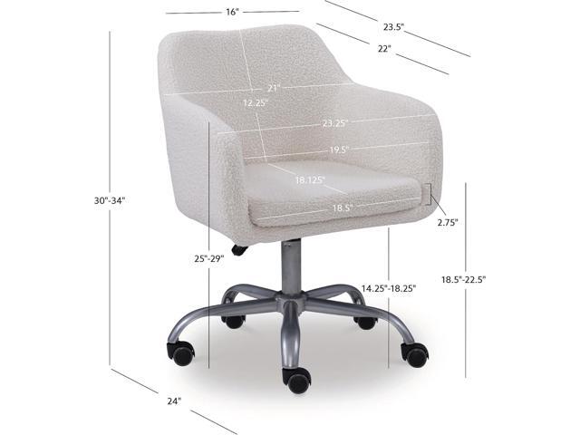 Linon Home Decor Products Linon Brooklyn Sherpa Office Chair, Ivory