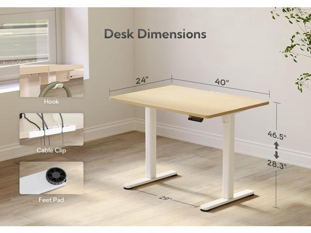 Claiks Electric Standing Desk, Adjustable Height Stand up Desk, 40x24 Inches Sit Stand Home Office Desk with Splice Board, White Frame/Nature Top
