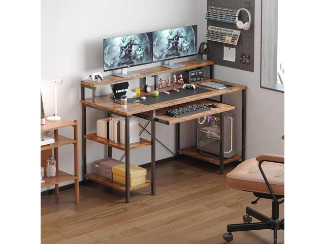 VERMESS 48Inch Computer Desk, Home Office Desks with Keyboard Tray, Gaming Desk with CPU Stand Shelf,Industrial Study Table Wide Writing Desk with...