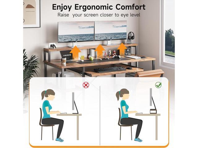 VERMESS 48Inch Computer Desk, Home Office Desks with Keyboard Tray, Gaming Desk with CPU Stand Shelf,Industrial Study Table Wide Writing Desk with...