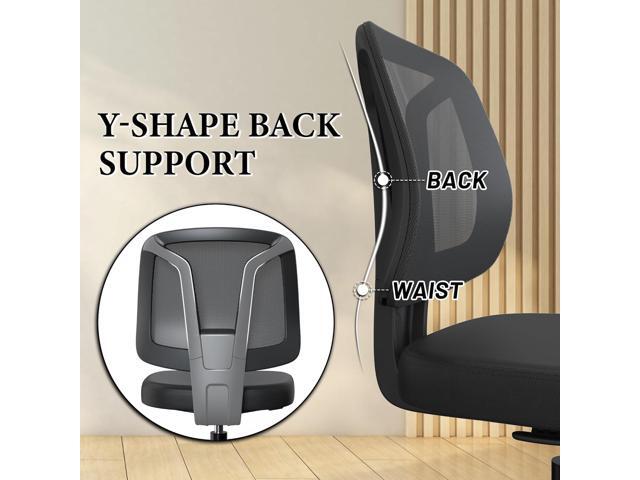 Armless Ergonomic Small Task Desk Office Chair Without Arms Height Adjustable with Rolling Wheels for Small Spaces Adult and Child