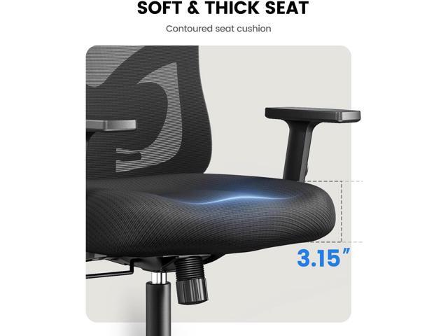 NOBLEWELL Ergonomic Office Chair with Padded Lumbar Support, 2D Headrest, Adjustable Armrests, Upgraded Contoured Seat Cushion, 130° Rocking Tilt,...