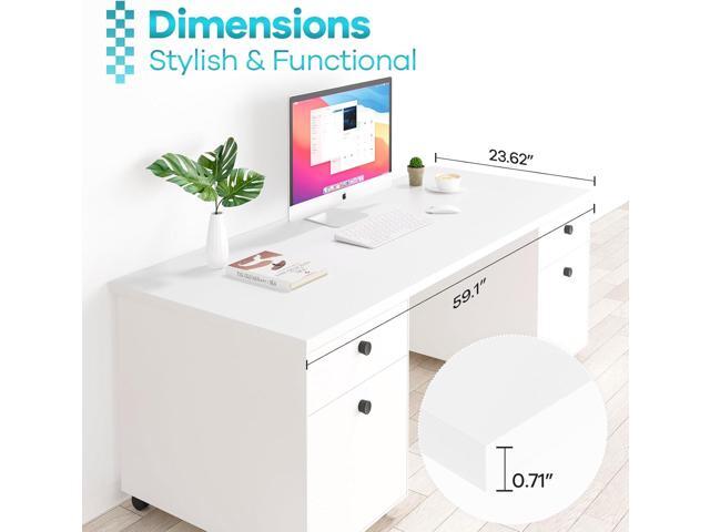 Kaboon White Table Top 23.62' D x 59.1' W, Solid One-Piece Desktop, Universal Wood Countertop, Reversible Laminate Top, Double Desks, L-Desk DIY,...