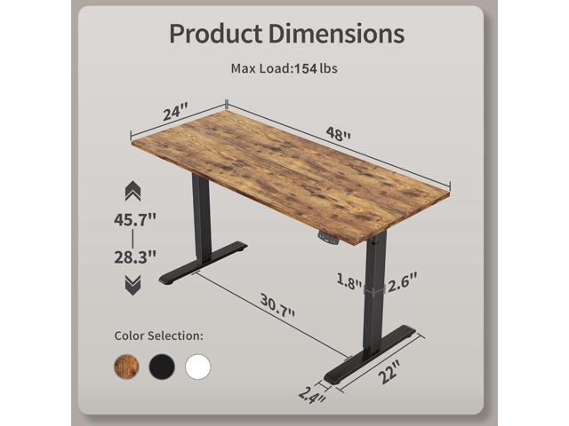 Agilestic Electric Standing Desk, 48 x 24 Inches Height Adjustable Desk, Sit Stand up for Work Office Home, Ergonomic Rising Computer Table with...